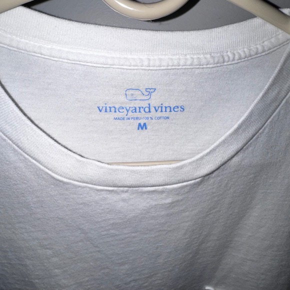 Vineyard Vines Men White Pocket TShirt Graphic Print American Flag Sailboat Sz M - Picture 5 of 7